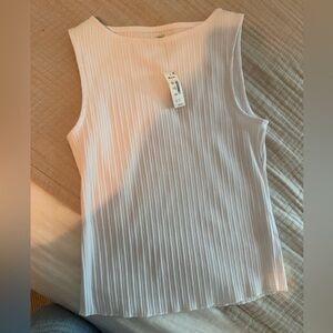 Madewell White Sleeveless Pleated Tank Top NWT - SOLD OUT EVERYWHERE - XS